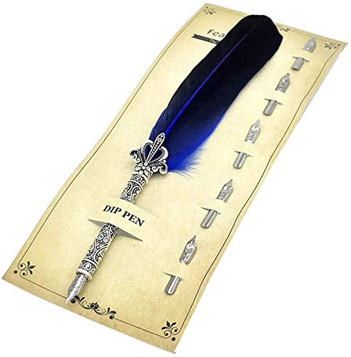 HASTHIP Antique Feather Calligraphy Pen Set -Writing Quill Ink Dip Pen with 5 Extra Metal Nibs (Purple) HASTHIP Antique Feather Calligraphy Pen Set -Writing Quill Ink Dip Pen with 5 Extra Metal Nibs (Purple)